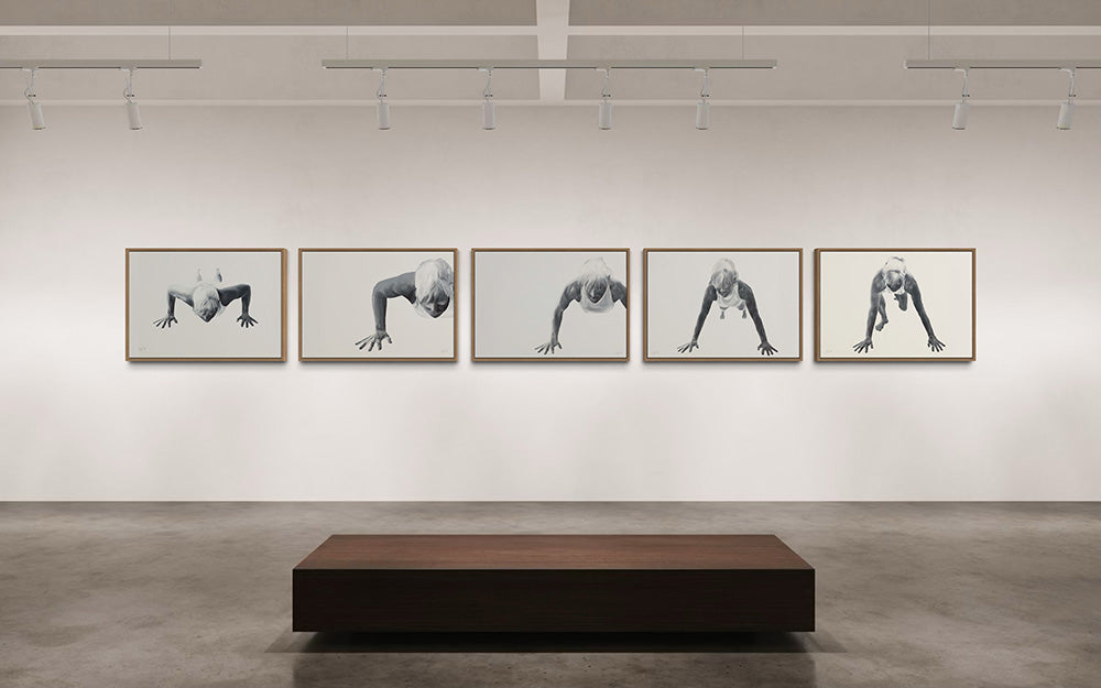 "Get up again" collection shown in a gallery display